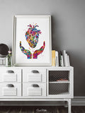 Heart Health Watercolor Print Medical Art Anatomy Cardiology Clinic Office Decor Heart Healing Cardiologist Cardiovascular Wall Art Gift-287