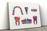 Dentist Art Watercolor Print Tooth Teeth Anatomical Dental Office Clinic Dentistry Dental Implant Orthodontic Orthodontist Teeth Braces-260