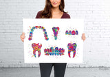 Dentist Art Watercolor Print Tooth Teeth Anatomical Dental Office Clinic Dentistry Dental Implant Orthodontic Orthodontist Teeth Braces-260