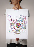 Eye Ball Watercolor Print Eyeball Optometrist Gift Optician Poster Eye Doctor Art Medical Art Ophthalmology Surgeon Eye Clinic Wall Art-1360