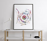 Eye Ball Watercolor Print Eyeball Optometrist Gift Optician Poster Eye Doctor Art Medical Art Ophthalmology Surgeon Eye Clinic Wall Art-1360