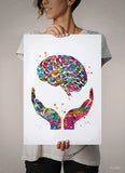 Brain Health Watercolor Print Mental Health Medical Art Science Art Wall Decor Wall Art Neurology Human Brain Anatomy Gift Wall Hanging-288