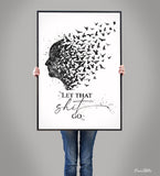 Let That Shit Go Watercolor Print Wall Art Quote Art Home Housewarming Gift Motivational Typo Art Meditating Inspirational Funny Quotes-2452