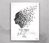 Let That Shit Go Watercolor Print Wall Art Quote Art Home Housewarming Gift Motivational Typo Art Meditating Inspirational Funny Quotes-2452