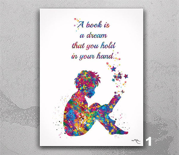 Reader Boy Watercolor Print Book Lover Gift Wall Art Teen Room Decor Poster Reading Wall Decor Library Art Nursery Decor Nursery-799