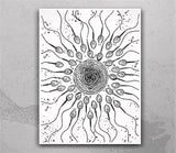 Sperms and Egg Art Watercolor Print Uterus Fertility Gynecology Medical Art Medicine Fertilization Baby OBGYN Medical Nurse Midwife-1131