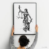 Lady Justice Art Watercolor Print Scales of Justice Lawyer Office Decor Wall Art Judge Law Wall Hanging Lawyer Pass the Bar Gift Art-424