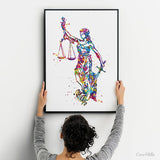 Lady Justice Art Watercolor Print Scales of Justice Lawyer Office Decor Wall Art Judge Law Wall Hanging Lawyer Pass the Bar Gift Art-424