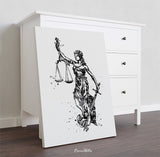 Lady Justice Art Watercolor Print Scales of Justice Lawyer Office Decor Wall Art Judge Law Wall Hanging Lawyer Pass the Bar Gift Art-424