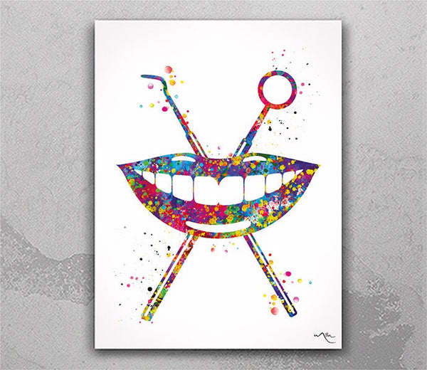 Healthy Smile Watercolor Print Mouth Tooth Anatomical Art Dental Hygienist Clinic Decor Teeth Dentistry Office Dentist Gift Doctor Art-1279