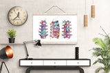 Lumbar Spine Watercolor Print Human Anatomy Art Vertebral Column Medical Art Vertebral Bones Chiropractic Skeletal System Orthopedic-1227