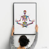 Yoga Skeleton Watercolor Print, Yoga Art, Yogi, Poster, Yoga Pose, Yoga Print, Yoga Studio, Sukhasana Pose, Yoga Wall Decor, Yoga Girl-2460