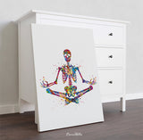 Yoga Skeleton Watercolor Print, Yoga Art, Yogi, Poster, Yoga Pose, Yoga Print, Yoga Studio, Sukhasana Pose, Yoga Wall Decor, Yoga Girl-2460