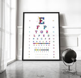 Eye Chart Watercolor Print Eye Test Optometrist Optician Poster Vision Test Medical Art Ophthalmology Doctor Office Clinic Wall Art-2465