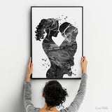 Mother and Two Sons Twins Watercolor Print Mother with Baby Twin Baby Mother and Childrens Mother and Kids Baby Shower Nursery Decor-1559