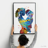 Mother and Two Sons Twins Watercolor Print Mother with Baby Twin Baby Mother and Childrens Mother and Kids Baby Shower Nursery Decor-1559