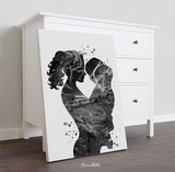 Mother and Two Sons Twins Watercolor Print Mother with Baby Twin Baby Mother and Childrens Mother and Kids Baby Shower Nursery Decor-1559