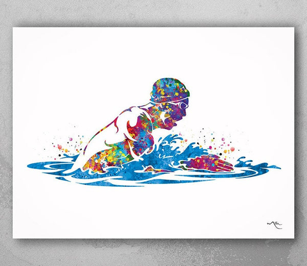 Swimmer Boy Watercolor Print Male Swimmer Art Gift Art Housewarming Swimming Wall Decor Boys Room Decor For Boys Nursery Sport Wall Art-2004
