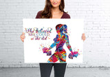 Bodybuilding Watercolor Print Fitness Girl Quote Fit Girl Mom Female Woman Dumbbells Wall Art Gym Weight Lifting Sport Weight Training-2487