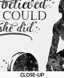 Woman Weight Lifter Quote Watercolor Print Female Weightlifter Bodybuilding Wall Decor Gym Fitness She Believed Motivational Wall Art-2488