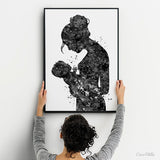 Mother and Daughter, Mother and Son, Mother and Baby, Mother and Children, Mother and Kids, Watercolor Print New Mum Baby Shower Midwife-830