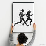 Runners Watercolor Print Canvas Runner Woman Man Couple Marathon Winner Gift Sport Poster Motivational Inspirational Running Gift-1382