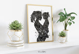 Mother and Daughter Watercolor Print Black and White Mother with Baby Parent Love Mother and Children New Mum Baby Shower Nursery Decor-39