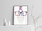 Eye Test Art Watercolor Print Eye Chart Optometrist Optician Poster Vision Test Medical Art Ophthalmology Doctor Office Clinic Wall Art-2476