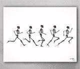 Skeleton Running Phases Watercolor Print Skeletal System Poster Clinic Physical Therapist Runner Sport Human Bones  Anatomy Medical Art-1822