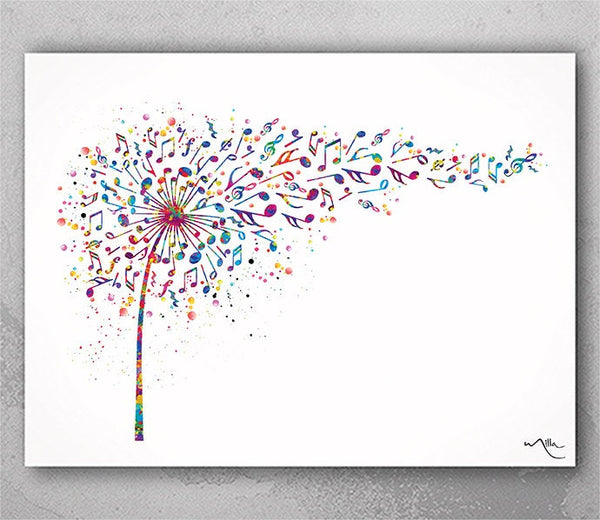 Dandelion Flower Music Notes Watercolor Print Treble Clef Art Print Art Print Musician Gift Wall Decor Wall Art Housewarming Music Room-88