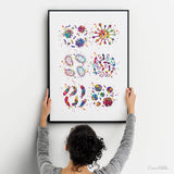 Bacteria Watercolor Print Medical Art Wall Art Bioscience Microbiology Virus Art Abstract Biology Bacteriophage Microscopy Science Decor-231