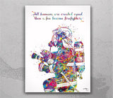 Fireman Quote Watercolor Print Firefighter Gift Fire Department Fire Soldier Hero Wall Art Wall Decor Rescue Personalised Hero Gift-1901