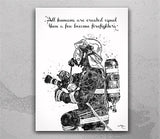 Fireman Quote Watercolor Print Firefighter Gift Fire Department Fire Soldier Hero Wall Art Wall Decor Rescue Personalised Hero Gift-1901