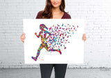 Runner Woman with Birds Watercolor Print Runner Woman Female Girl Marathon Athlete Personalised Gift Poster Sports Running Gift Runners-1500