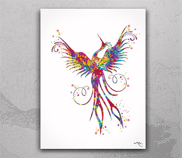 Phoenix Bird Watercolor Bird Print wedding gift Bird Wall Art Bird Poster Giclee Wall Decor Art Home Decor  Animal Print Wall Hanging-326