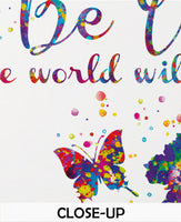 Be You the world will adjust Quote Elephant Watercolor Print Housewarming Gift Wall Art LGBT Motivational Inspirational Wall Hanging-1873