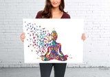 Yoga Art, Yogi, Yoga Poster, Yoga Pose, Yoga Print, Yoga Woman Watercolor, Yoga Studio, Sukhasana Pose, Yoga Wall Decor, Yoga Gift, Yoga-899
