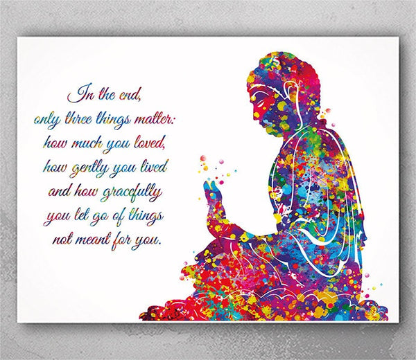 Buddha Quote Watercolor Print Wall Art Poster Buddhism Meditation Wall Decor Art Home Inspirational Quote Wall Hanging Zen Yoga Poster-2170