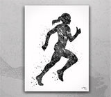 Runner Woman Watercolor Print Runner Woman Female Girl Marathon Winner Art Athlete Personalised Gift Poster Sports Running Gift Runners-2357