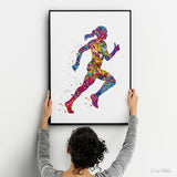 Runner Woman Watercolor Print Runner Woman Female Girl Marathon Winner Art Athlete Personalised Gift Poster Sports Running Gift Runners-2357