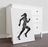 Runner Woman Watercolor Print Runner Woman Female Girl Marathon Winner Art Athlete Personalised Gift Poster Sports Running Gift Runners-2357