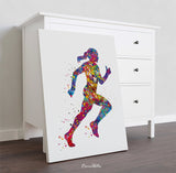 Runner Woman Watercolor Print Runner Woman Female Girl Marathon Winner Art Athlete Personalised Gift Poster Sports Running Gift Runners-2357