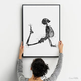 Yoga Skeleton Watercolor Print, Yoga Art, Yogi, Poster, Yoga Pose, Yoga Print, Yoga Studio, Sukhasana Pose, Yoga Wall Decor, Yoga Girl-2483