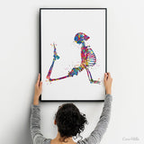 Yoga Skeleton Watercolor Print, Yoga Art, Yogi, Poster, Yoga Pose, Yoga Print, Yoga Studio, Sukhasana Pose, Yoga Wall Decor, Yoga Girl-2483
