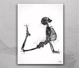 Yoga Skeleton Watercolor Print, Yoga Art, Yogi, Poster, Yoga Pose, Yoga Print, Yoga Studio, Sukhasana Pose, Yoga Wall Decor, Yoga Girl-2483