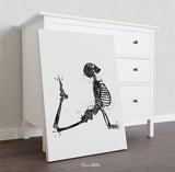 Yoga Skeleton Watercolor Print, Yoga Art, Yogi, Poster, Yoga Pose, Yoga Print, Yoga Studio, Sukhasana Pose, Yoga Wall Decor, Yoga Girl-2483