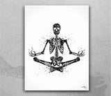 Yoga Skeleton Watercolor Print, Yoga Art, Yogi, Poster, Yoga Pose, Yoga Print, Yoga Studio, Sukhasana Pose, Yoga Wall Decor, Yoga Girl-2460
