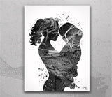 Mother and Two Sons Twins Watercolor Print Mother with Baby Twin Baby Mother and Childrens Mother and Kids Baby Shower Nursery Decor-1559