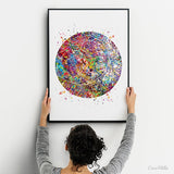 Retinal Vessels Watercolor Print Human Eye Optometrist Optician Poster Optic Medical Art Ophthalmology Blood Vessels Clinic Wall Art-328
