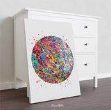 Retinal Vessels Watercolor Print Human Eye Optometrist Optician Poster Optic Medical Art Ophthalmology Blood Vessels Clinic Wall Art-328